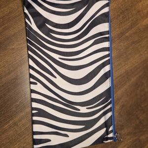 Zebra Print Pouch with Blue Zipper